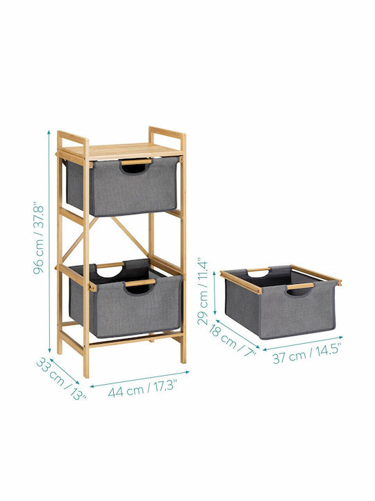 Navaris Boden Badezimmerregal Bamboo mit 3 Regalböden 44x33x96cm Gray
