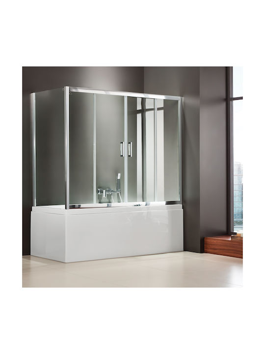 Axis Bath Slider SLB2X170T-100 Shower Screen Bathtub with Sliding Door 167-171x140cm Clear Glass