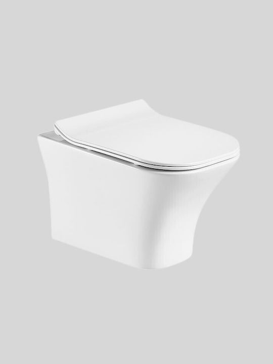 Ceramita Storm Wall Toaletă de podea Fără margine cu Subțire Capac Închidere lentă Albă Ceramita Storm Wall Toaletă de podea Fără margine cu Subțire Capac Închidere lentă Albă