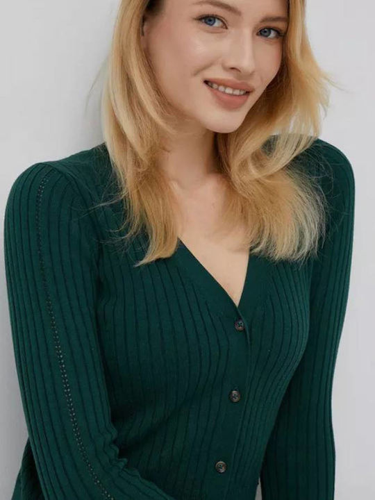 Babu Gestrickte Strickjacke für Damen mit Knöpfen Forestgrün