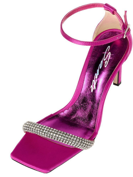 Stoff Sandalen mit Strass Fuchsie