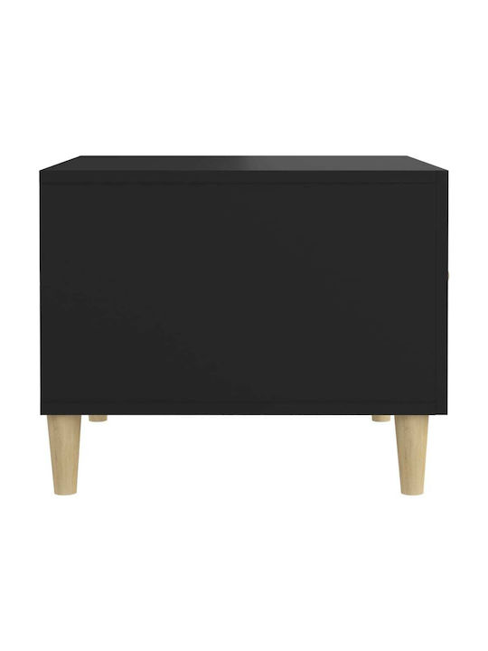 Square Side Table Wooden with Drawers Black M50xL50xH40cm