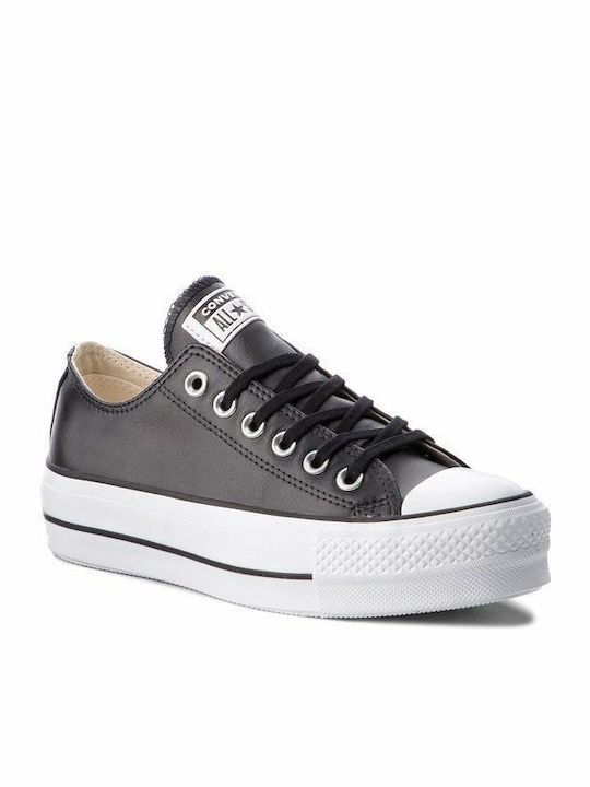 Converse Chuck Taylor All Star Lift Clean Leather Low Top Плоски форми Маратонки Черно / Бяло