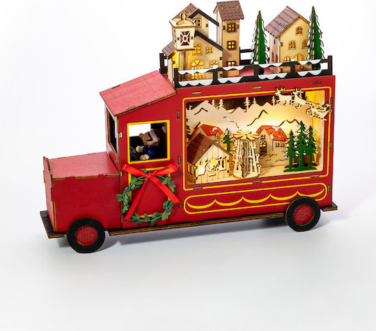 Aca Beleuchtet Weihnachtliche Holz Figur Auto Rot Länge 31cm