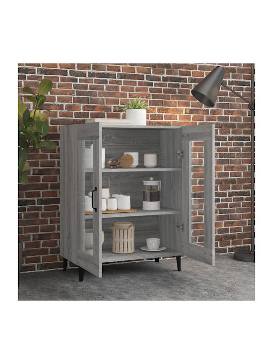 Living Room Display Cabinet from Particle Board with Windowed Grey 69.5x34x90cm