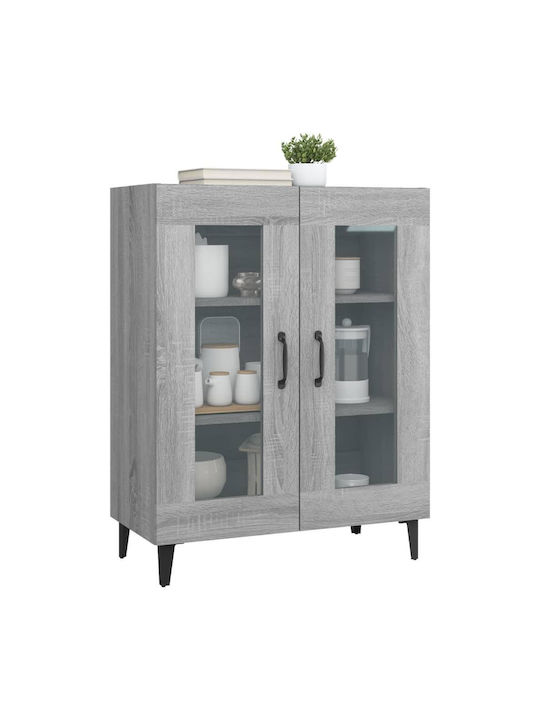 Living Room Display Cabinet from Particle Board with Windowed Grey 69.5x34x90cm