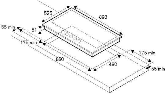 Bertazzoni Gas Cooktop Autonomous 89.3x52.5εκ.