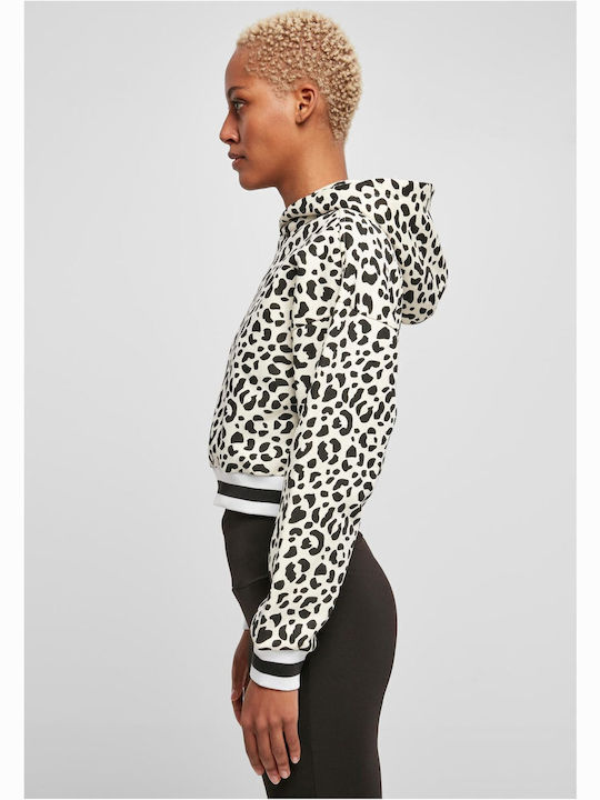 Cropped Women's Sweatshirt Hooded White Sand Leo