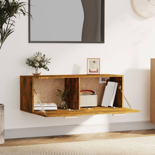 Wall-Mounted Living Room Cabinet made of Particle Board in Smoky Oak Colour 100x36.5x35cm