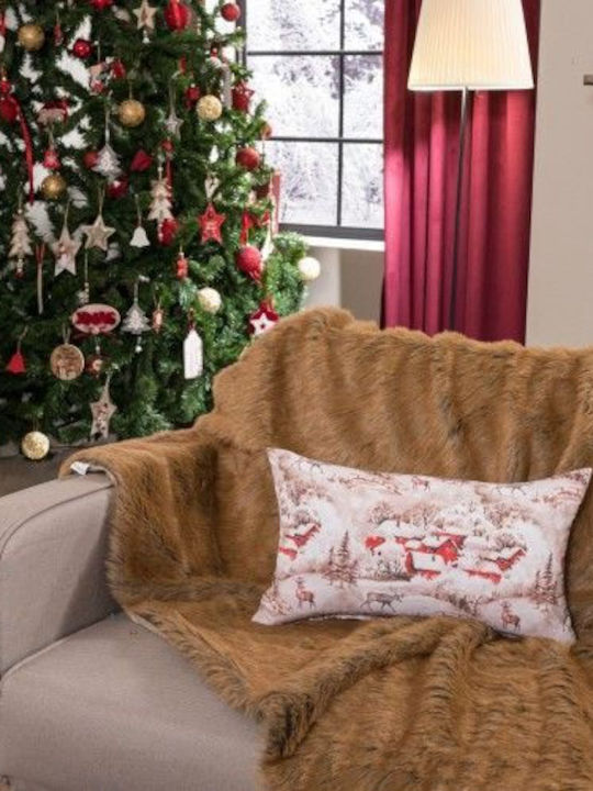Teoran Christmas Decorative Square Pillowcase Bremen Beige-Red 45x45cm