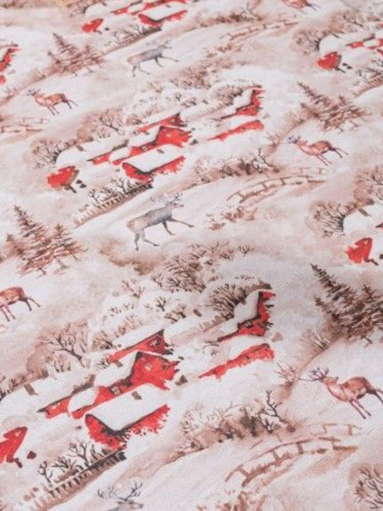 Teoran Christmas Decorative Square Pillowcase Bremen Beige-Red 45x45cm