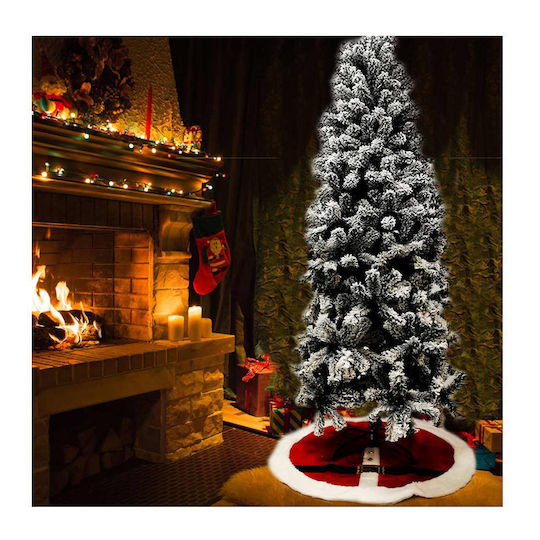 Christmas Tree Skirt Red with Velvet Texture D120cm.