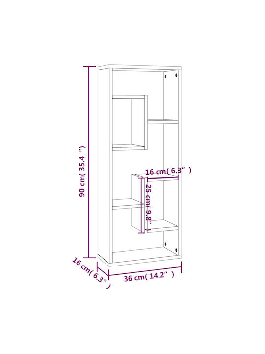Shelf Wall Gray 36x16x90cm