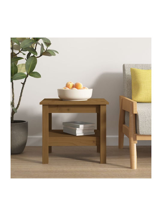 Square Solid Wood Side Table Μελί L45xW45xH40cm