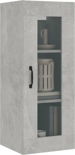 Wall Living Room Display Cabinet made of Wood and Metal with Glass Gray 69.5x32.5x90cm 812460