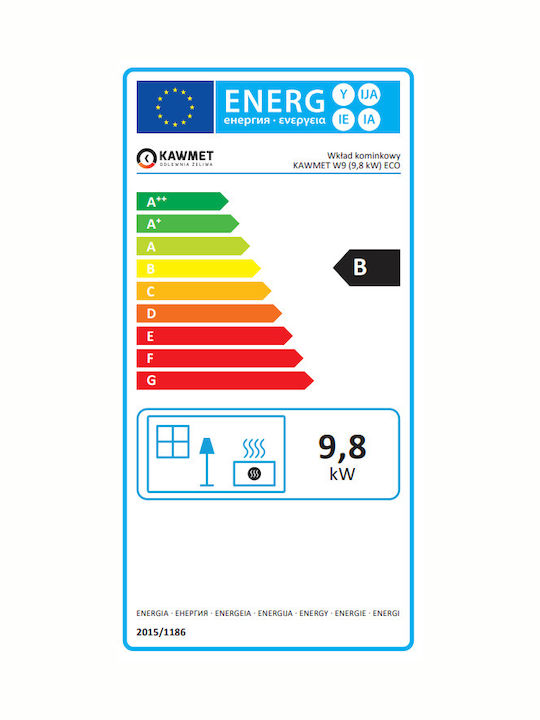 Kawmet W9 Eco Șemineu cu inserție Lemn 9.8kW Drept cu o ușă care se deschide