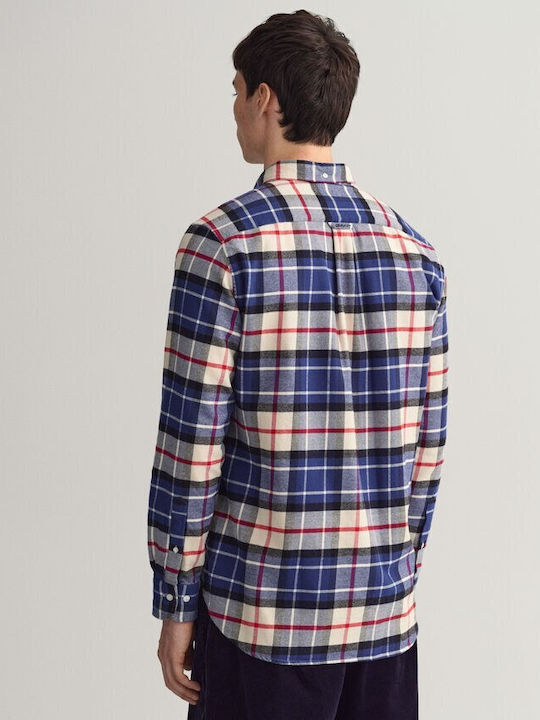 Gant Men's Shirt Long Sleeve Checked Blue