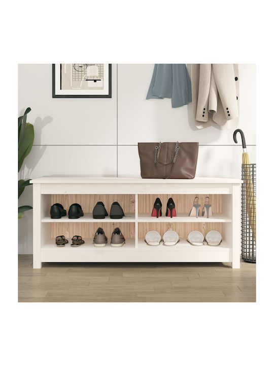 Shoe Organizer with 4 Shelves White 110x38x45.5cm