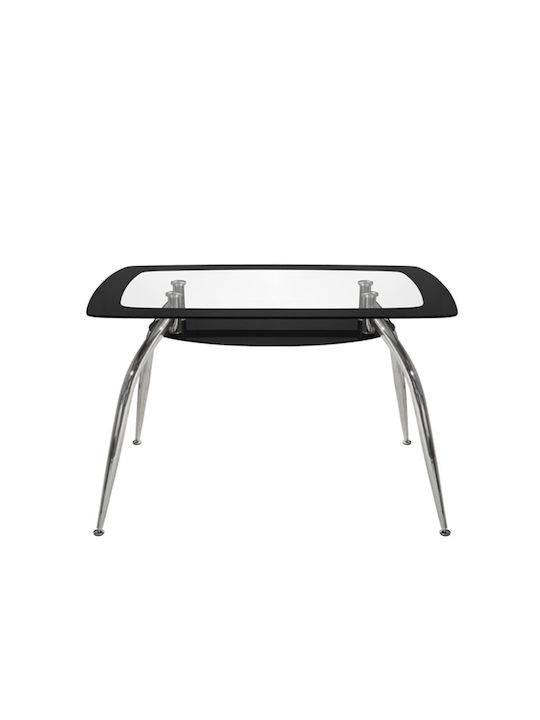 Haltia Table Kitchen with Glass Surface Chrome / Black 120x75x75cm