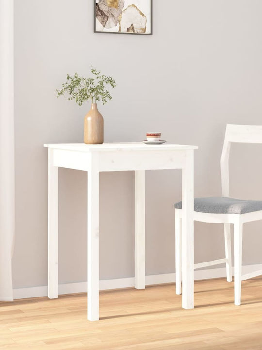 Square Table Kitchen from Solid Wood White 55x55x75cm