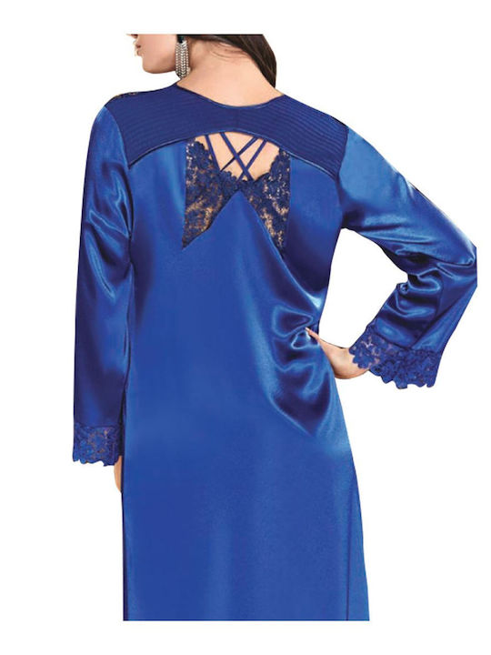 FMS Women's Wedding Dress Set Nightgown-Robra 452 Blue