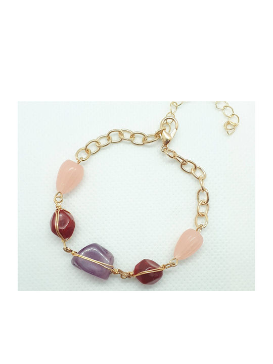 Women's bracelet with stones, brass alloy