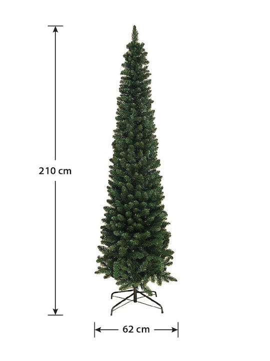 Super Utah Christmas Slim Green Tree with Metallic Base and Built in Branches H210cm