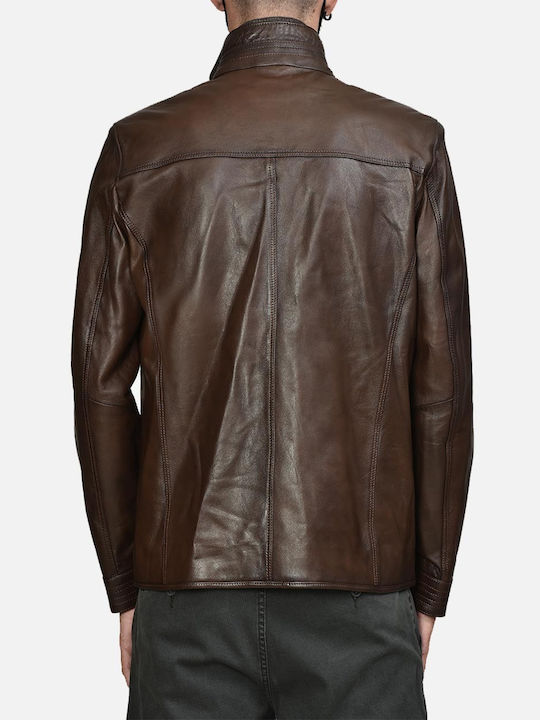 Lexton Men's Winter Leather Jacket Brown