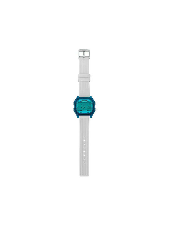 I AM Digital Watch Battery with White Rubber Strap