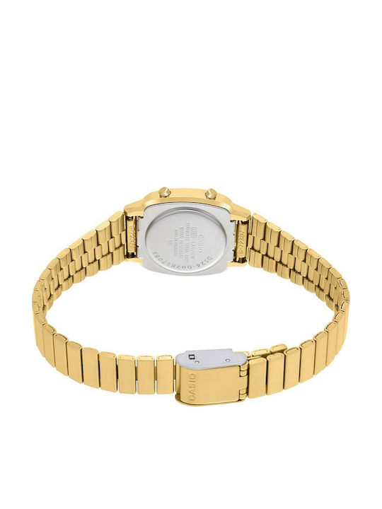 Casio Vintage Digital Women's Watch with Gold Metal Bracelet