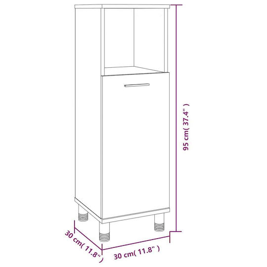 vidaXL Bathroom Cabinet L30xW30xH95cm Oak