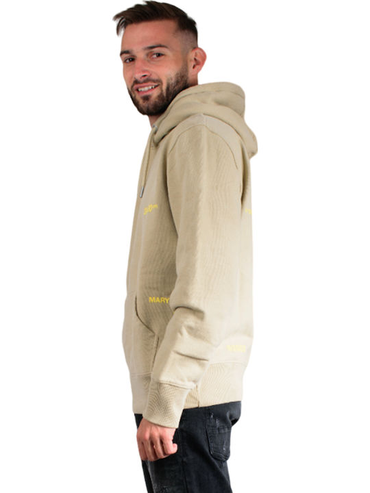 Stacked Sweatshirt with Hood Beige