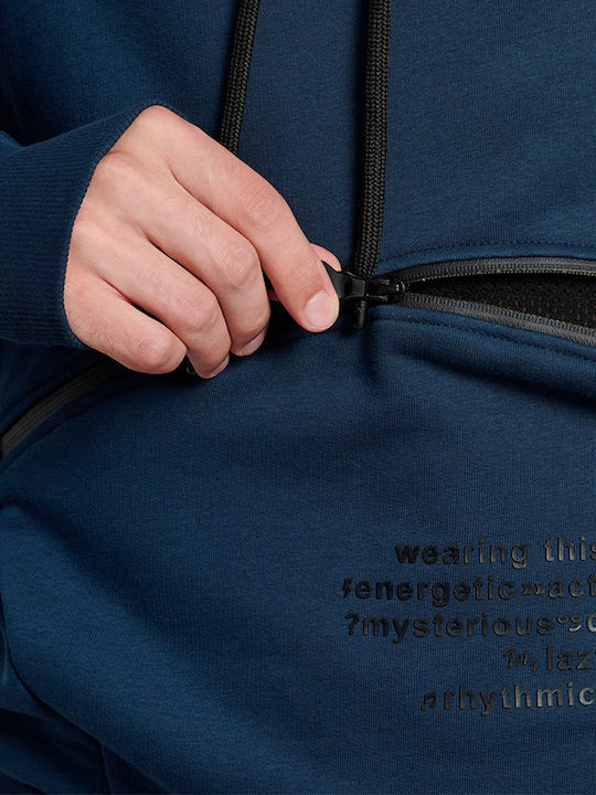 Sweatshirt with Hood Navy Blue