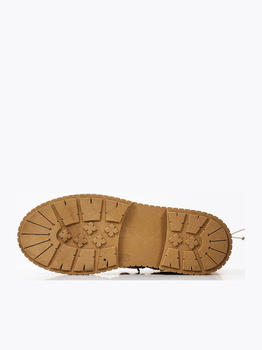 Leder Stiefeletten Damen mit Pelz Tabac Braun