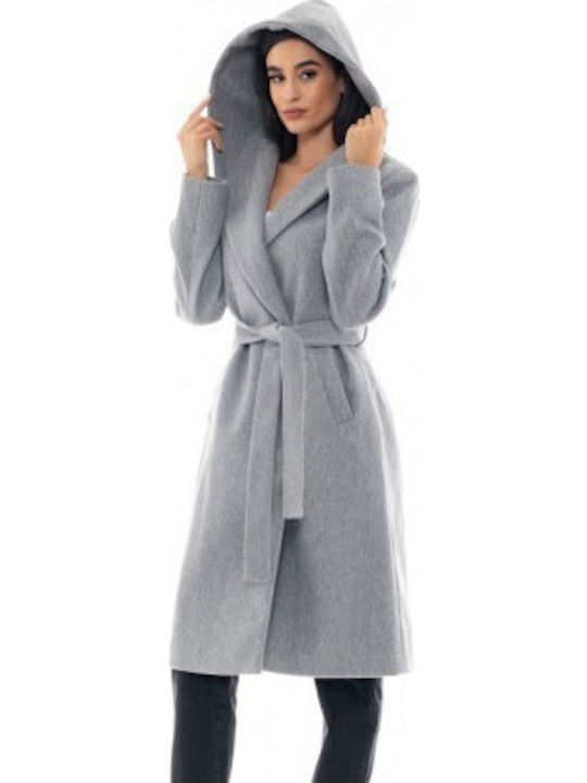 Women's Dark Grey Coat with Belt