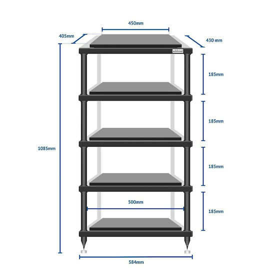 Solidsteel S5-5 Rack 5 Επιπέδων Μαύρο 58.4x108.5x43cm