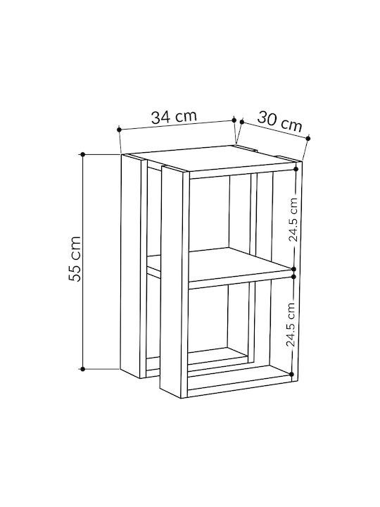 Tristan Wooden Bedside Table White 34x30x55cm