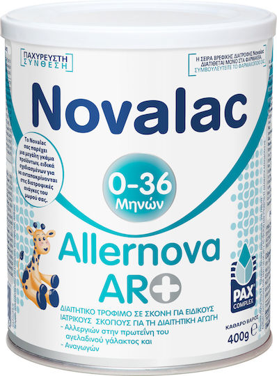 Novalac Hrană pentru bebeluși și formule Allernova AR+ pentru 0m++ Luni 400gr