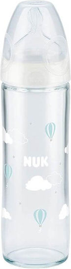 Nuk Glass Baby Bottle New Classic Anti-colic with Silicone Teat for 0-6 Months White White 240ml