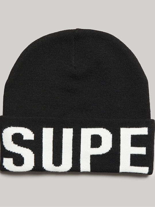 Mountain Knitted Beanie Cap Navy Blue