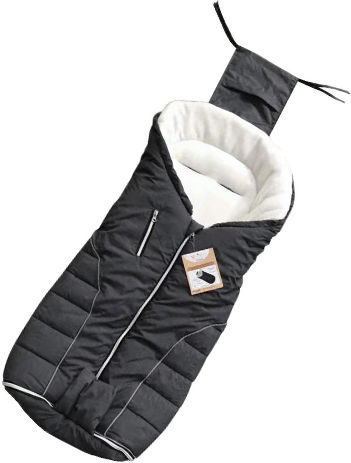 Cangaroo Snuggle Stroller Footmuff Waterproof Black with Fleece Lining 90x42cm