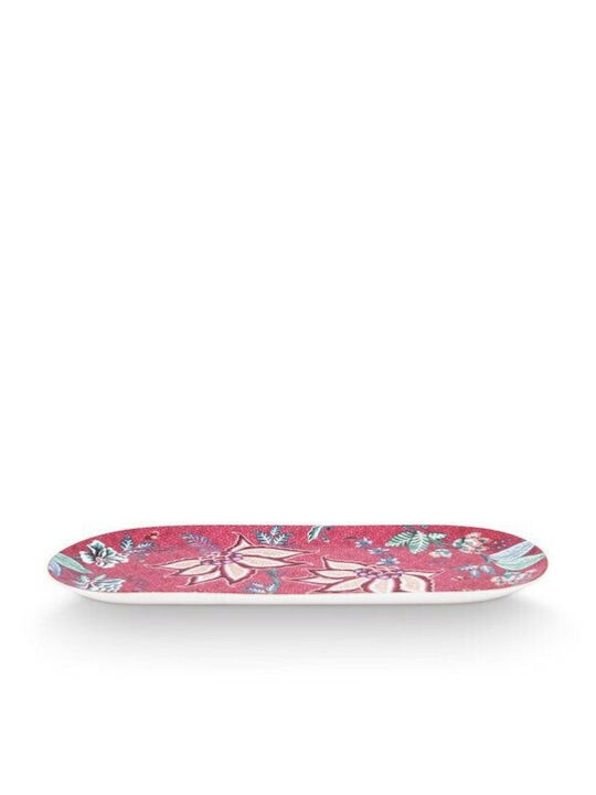 PiP Studio Flower Festival Porzellan Oval Serviertablett in Rosa Farbe 33.3x15.5cm 51.018.131 1Stück
