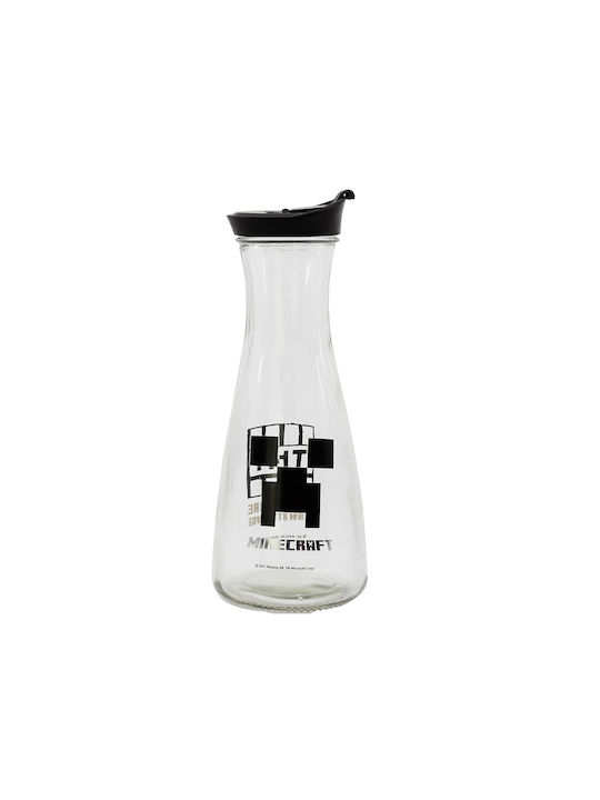 Stor Glass Water Bottle with Screw Cap Minecraft Young Adult Transparent 1000ml BOMC