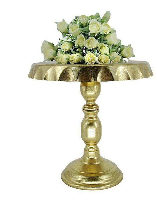 JK Home Decoration Τουρτιέρα Μεταλλική με Πόδι Χρυσή 30x30x32.5εκ.