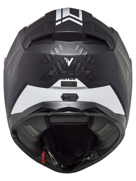LS2 FF811 Vector II Splitter Black/White Motorcycle Helmet Full Face ECE 22.06 1500gr with Pinlock