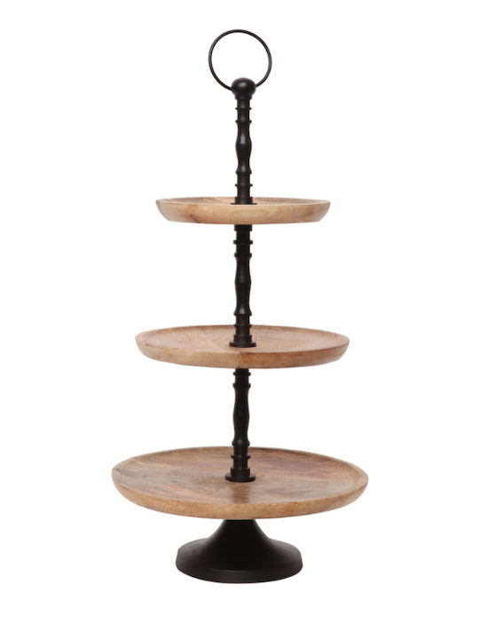 InTheBox Nikisi Stand Μεταλλική Εταζέρα 3 Ορόφων Μπεζ Ø30xY63cm