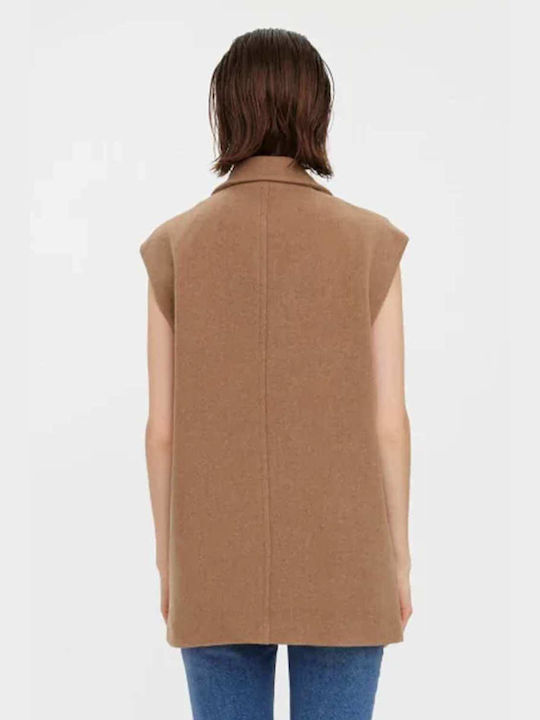 Vero Moda Women's Midi Coat with Buttons Brown