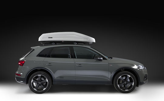 Modula Evo Dachbox für Autos mit Doppelöffnung Kapazität 400Es Weiß