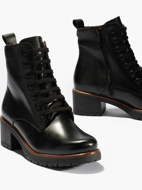 2524 Leder Stiefeletten Damen Schwarz