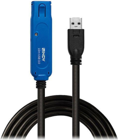 Lindy USB 3.0 Kabel USB-A-Stecker - USB-A-Buchse Schwarz 15m 43229